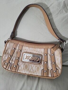 XOXO Tan Logo Shoulder Bag with Stud Details